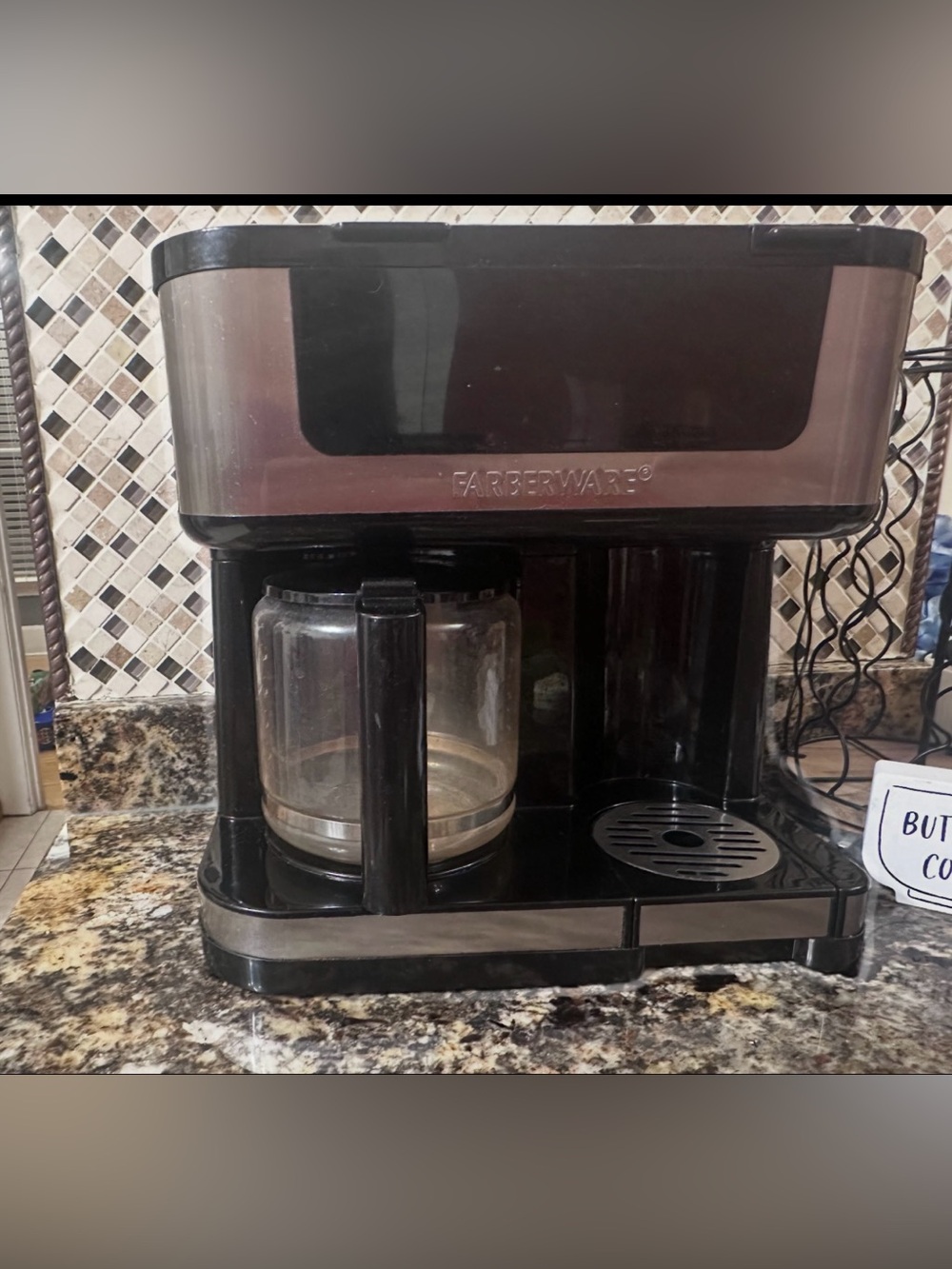 Farberware Black and Stainless Coffee Maker with Glass Carafe